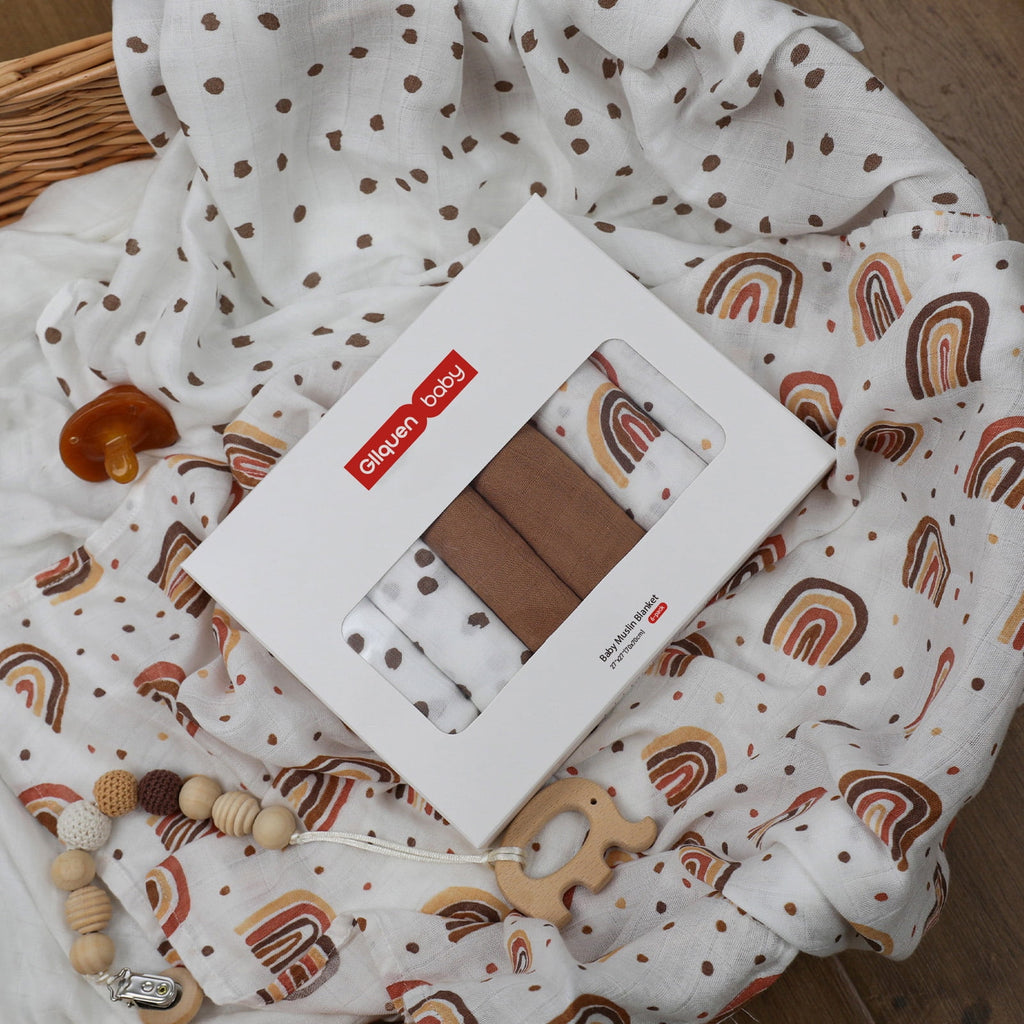 Muslin Swaddle Blankets 6-Pack - Ultra-Soft Rainbow Receiving Wraps for Newborns, Perfect for Boys and Girls, 27" x 27"